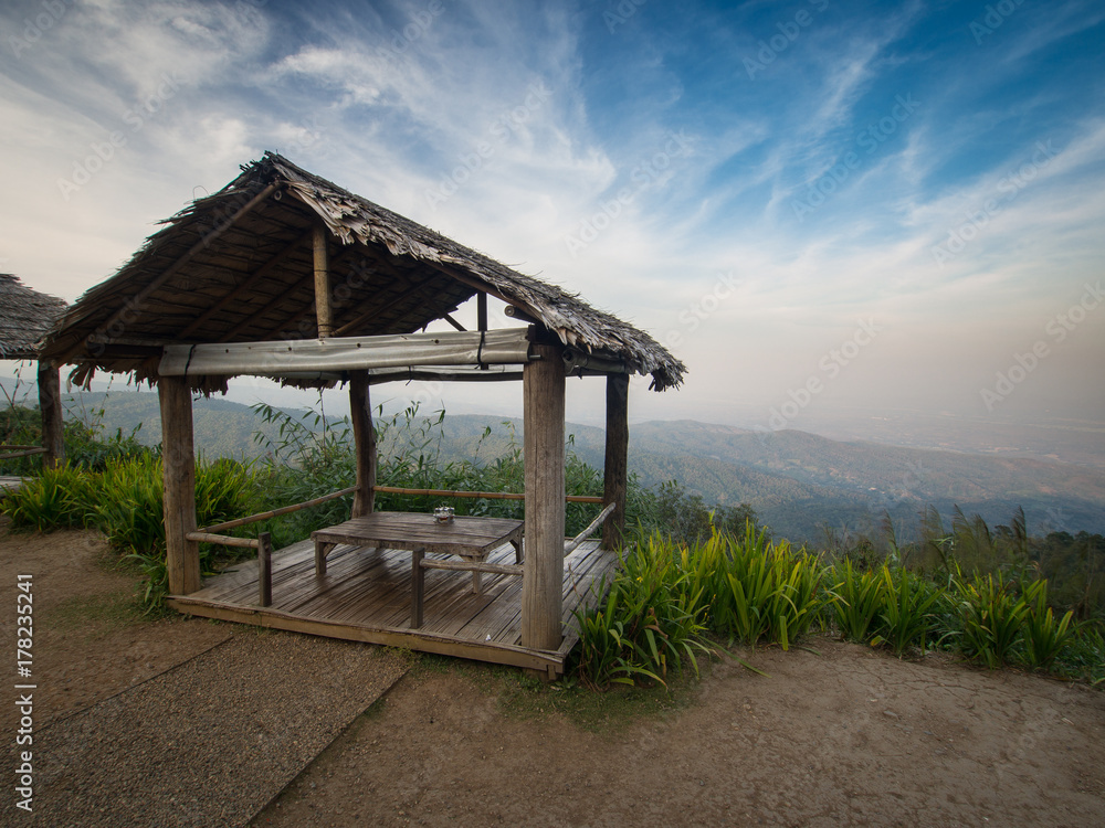 Little straw hut on the top of the hill in Chiangmai, Thailand. Little straw hut on the top of the hill in Chiangmai, Thailand.