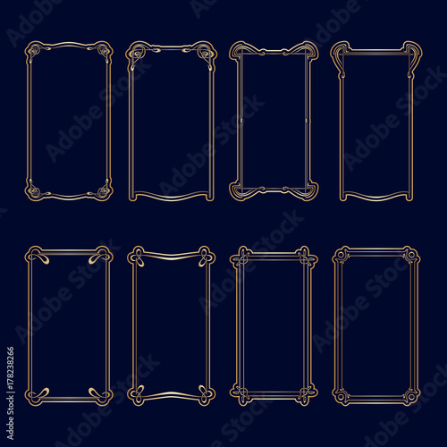 Vector set of art nouveau frames for print and design.