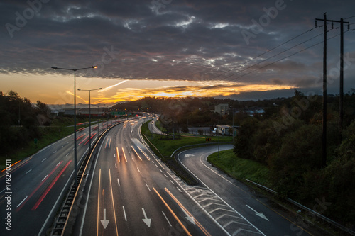 Morning sunrise on rush hour traffic, N40 motorway in Cork city, Ireland © Gabriel Cassan