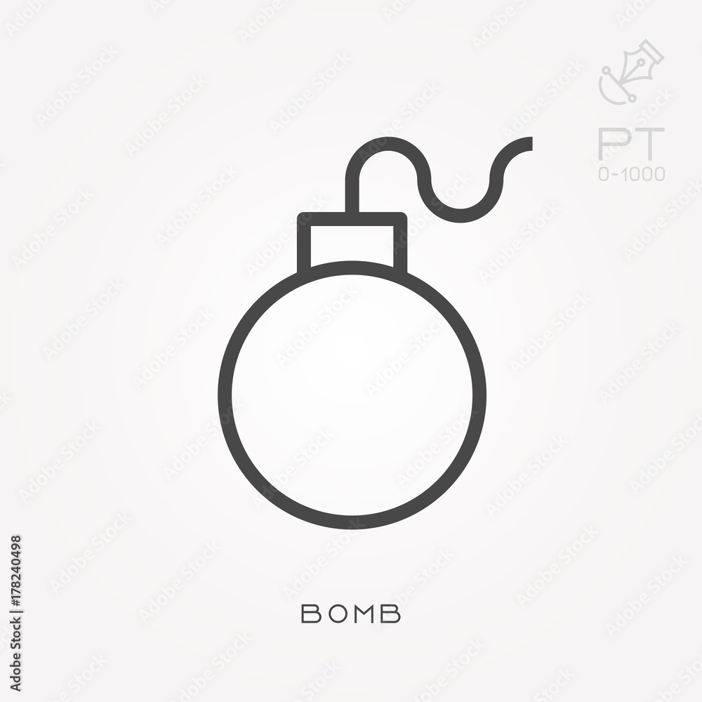 Line icon bomb Line icon bomb