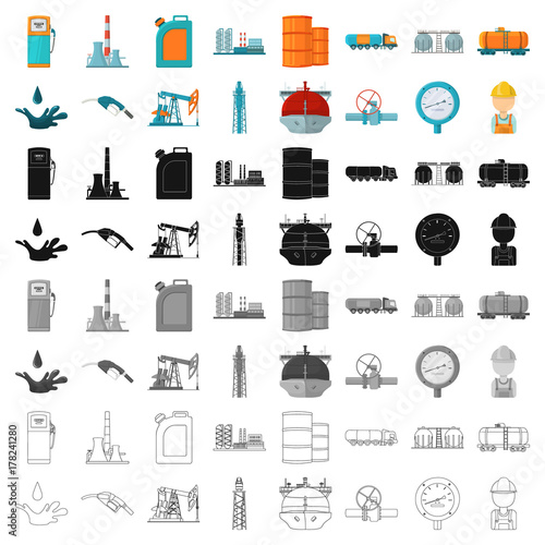 Oil industry set icons in cartoon style. Big collection of oil industry vector symbol stock illustration