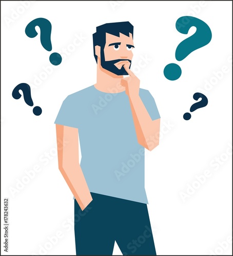 Jealows thinking male cool vector creative vector design illustration