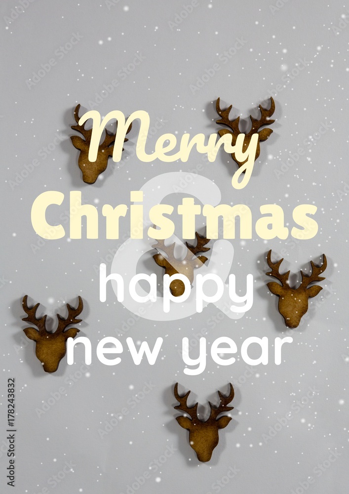 Fototapeta premium merry Christmas and happy new year text on Christmas background