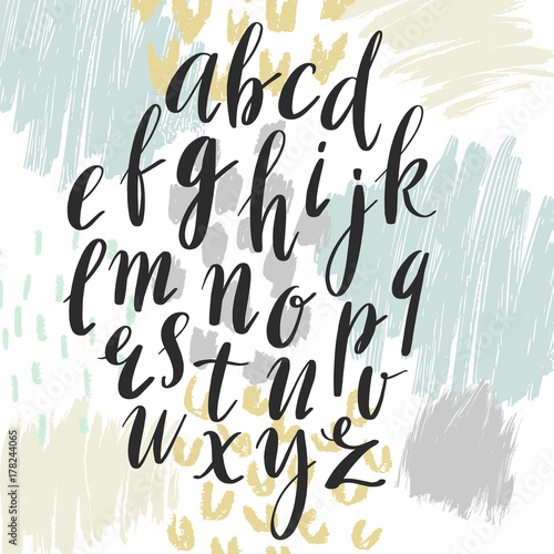 Vector Hand Drawn Alphabet. Modern Calligraphy. Brush Painted Letters.