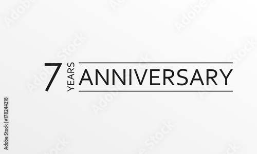 7 years anniversary emblem. Anniversary icon or label. 7 years celebration and congratulation design element. Vector illustration.