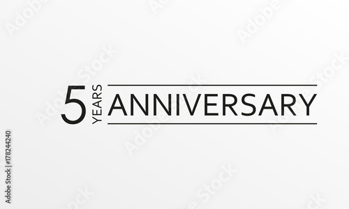 5 years anniversary emblem. Anniversary icon or label. 5 years celebration and congratulation design element. Vector illustration.