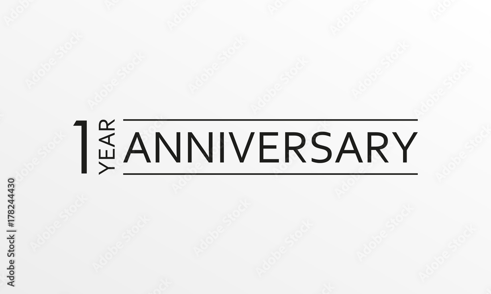 1 year anniversary emblem. Anniversary icon or label. 1 year