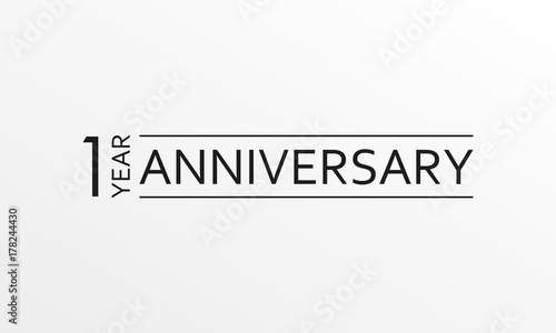 1 year anniversary emblem. Anniversary icon or label. 1 year celebration and congratulation design element. Vector illustration.