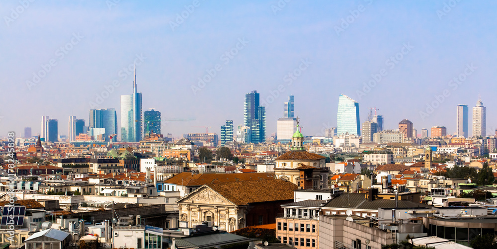 Skyline of Milan, in Italy