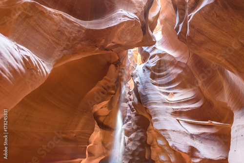 Beautiful light beams in Antelope Upper Canyon in Page, Arizona, USA
