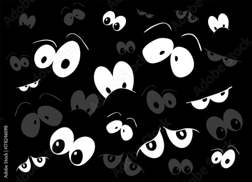 halloween spooky scary eyes  vector  design isolated on black background