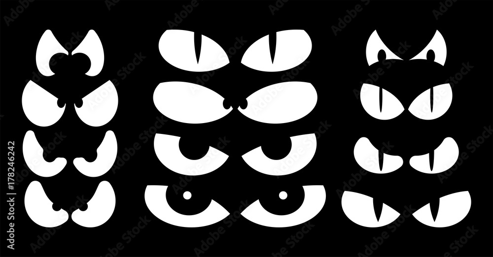 Fototapeta premium halloween spooky scary eyes vector design isolated on black background