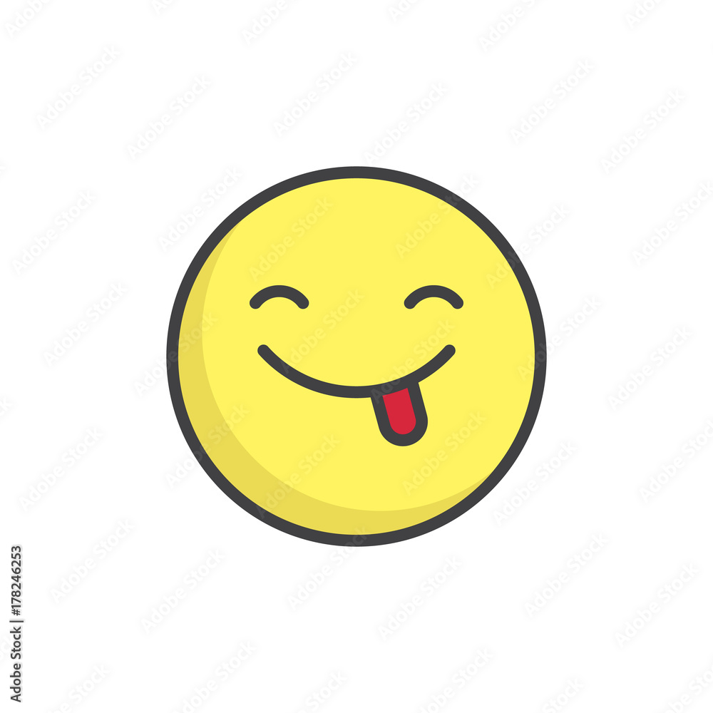 Face savouring delicious food emoticon filled outline icon Face savouring delicious food emoticon filled outline icon