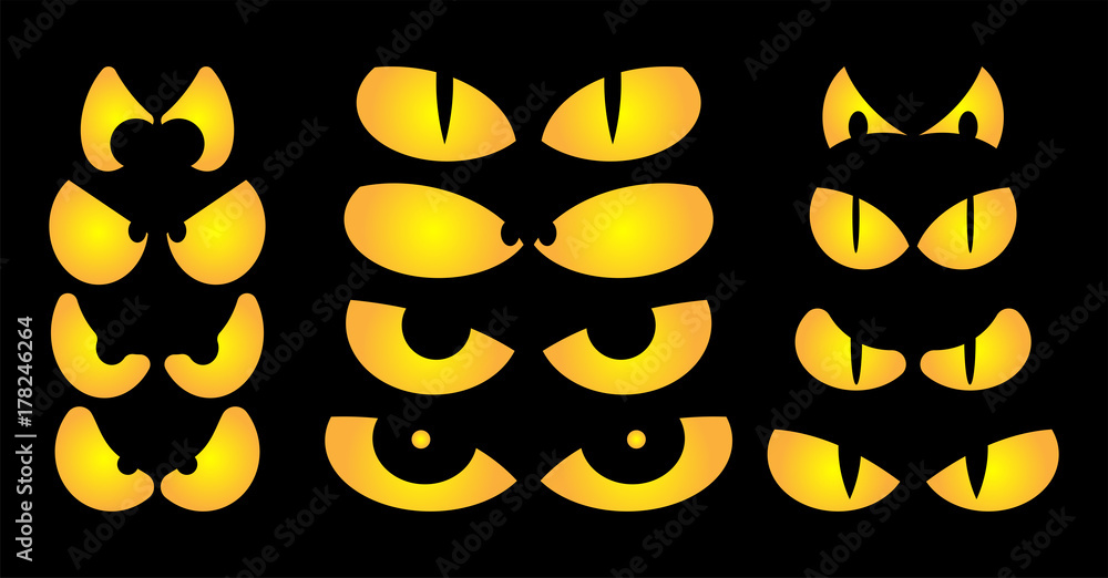 Fototapeta premium halloween spooky scary eyes vector design isolated on black background