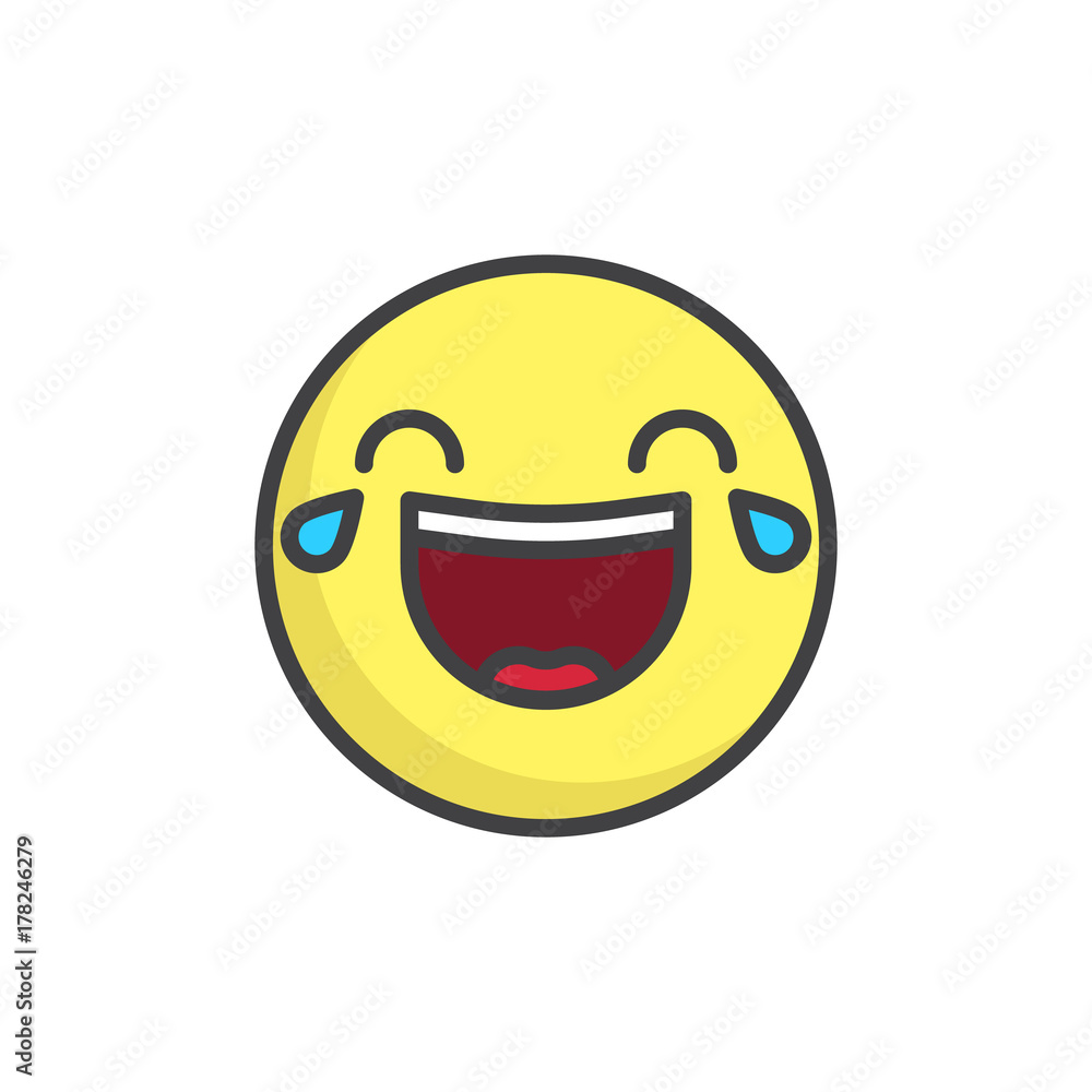 Obraz premium Face with tears of joy emoticon filled outline icon