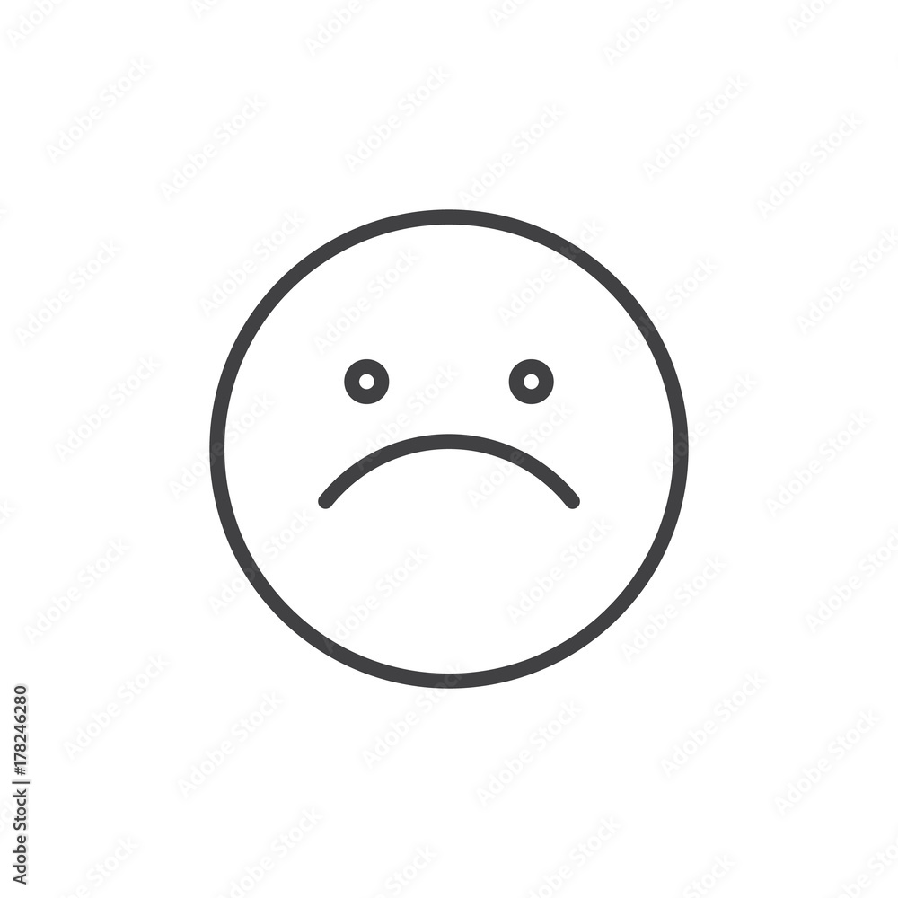 Obraz premium Slightly frowning face emoticon line icon