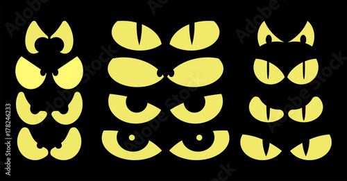 halloween spooky scary eyes  vector  design isolated on black background