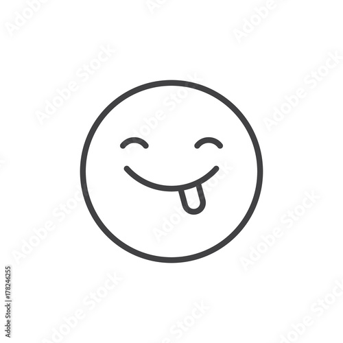 Face savouring delicious food emoticon line icon