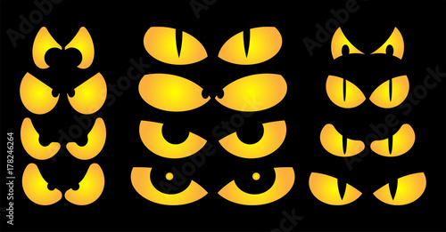 halloween spooky scary eyes  vector  design isolated on black background