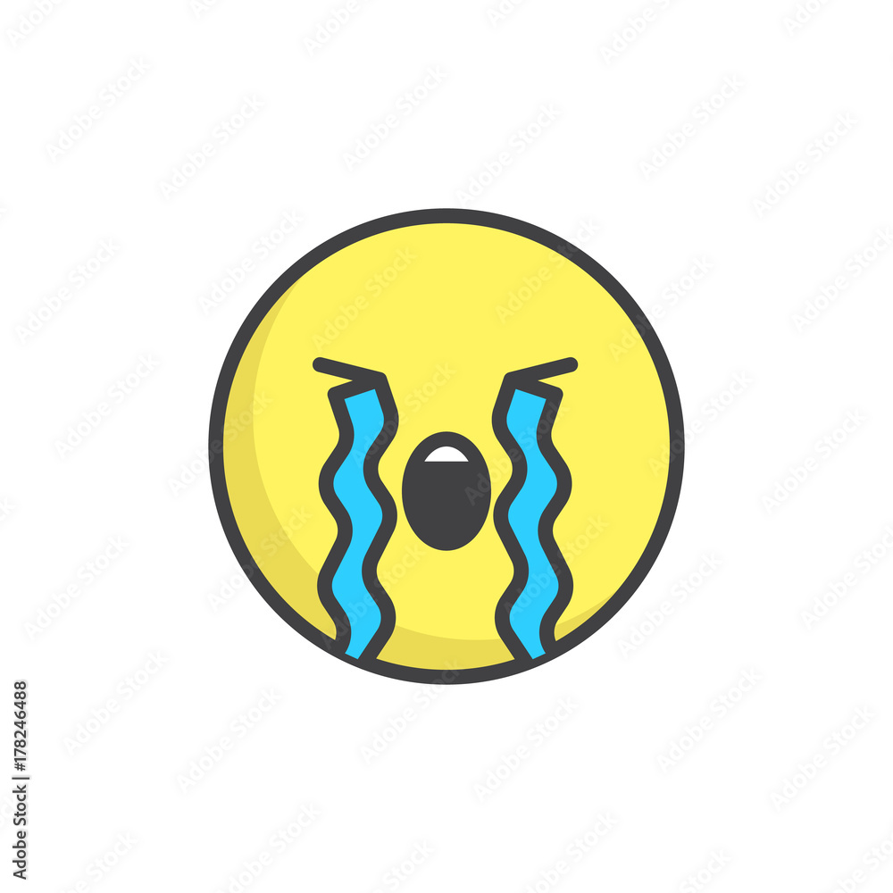 Loudly crying face emoticonfilled outline icon Loudly crying face emoticonfilled outline icon