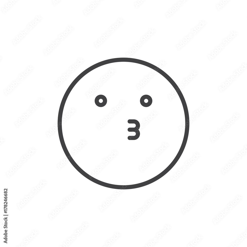 Kissing face emoticon line icon Kissing face emoticon line icon