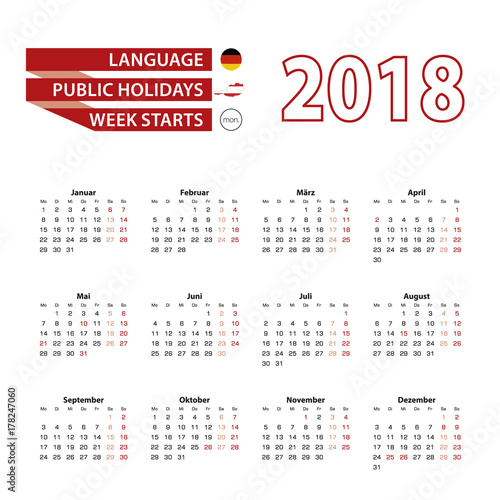Calendar 2018 in Germany language with public holidays the country of Austria in year 2018.
