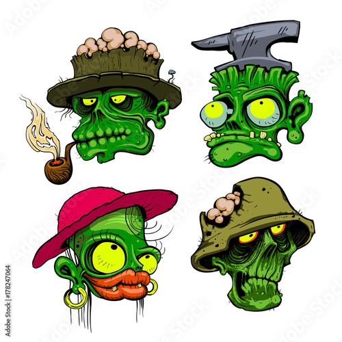 Zombie heads illustration