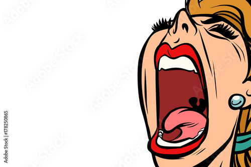 woman screaming, isolated on white background