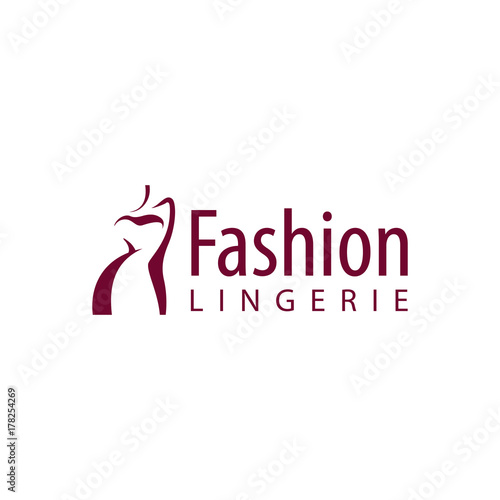 Plus size woman vector logo concept. Curvy lines, stylish design. Can be used for clothes and lingerie brands logotypes. Isolated on white background.