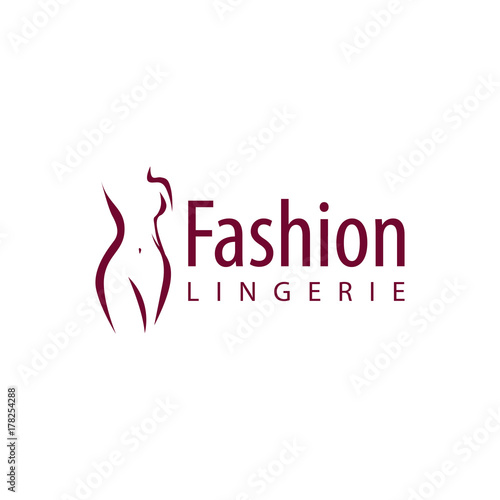 Plus size woman vector logo concept. Curvy lines, stylish design. Can be used for clothes and lingerie brands logotypes. Isolated on white background.