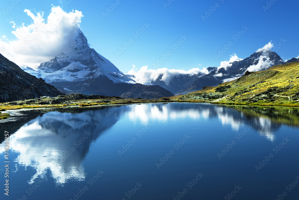 Reflection of Matterhorn in lake, Zermatt, Switzerland Reflection of Matterhorn in lake, Zermatt, Switzerland