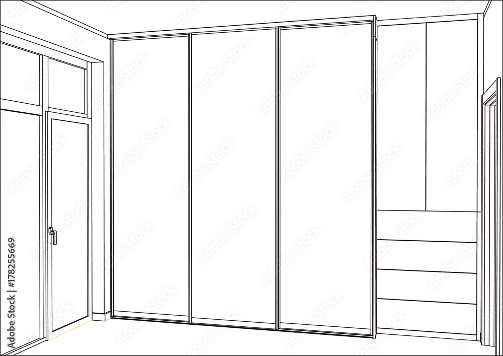 Wardrobe design for disabled Plan and section layout file