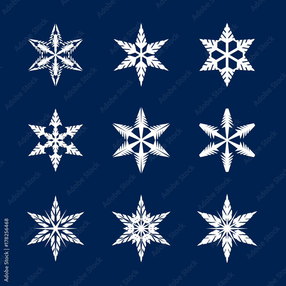Collection of White Snowflakes. Vector Illustration Collection of White Snowflakes. Vector Illustration
