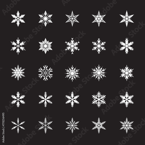Collection of White Snowflakes. Vector Illustration © topor