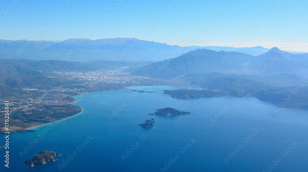 Aerial view over Gocek and Fethiye in Turkey