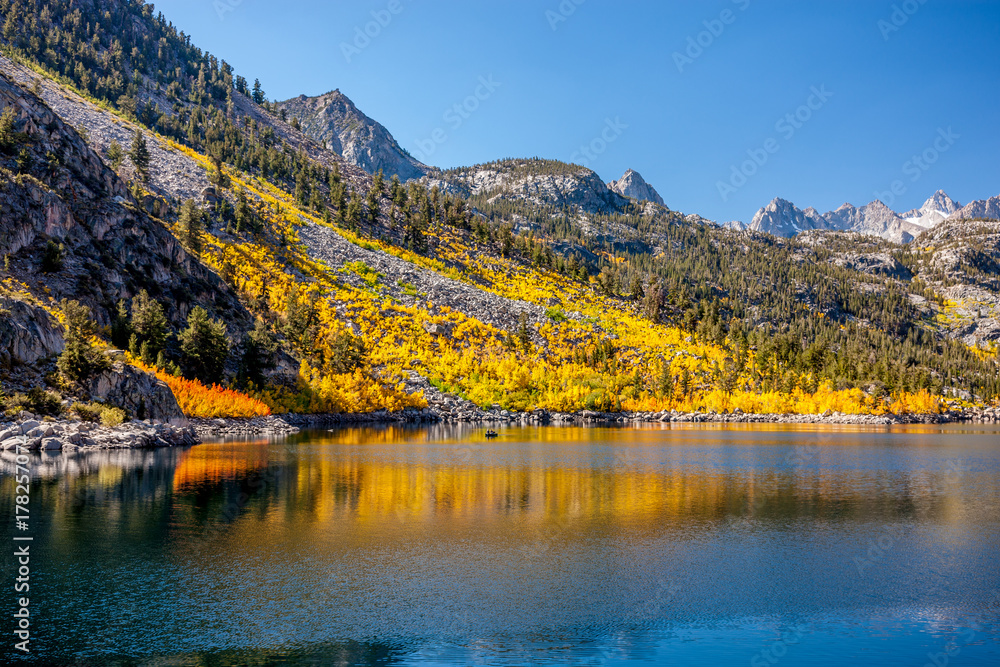 Fall color at lake shore