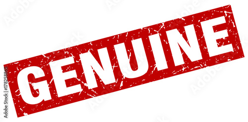 square grunge red genuine stamp