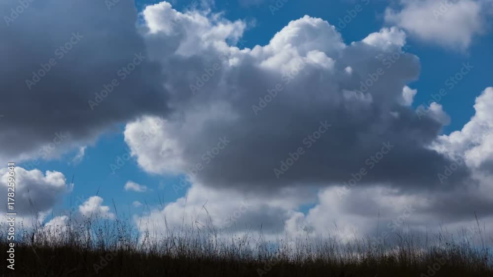 Floating clouds with the use of timelapse. Dense clouds move on the blue sky. Shooting of clouds close-up. Floating clouds with the use of timelapse. Dense clouds move on the blue sky. Shooting of clouds close-up.
