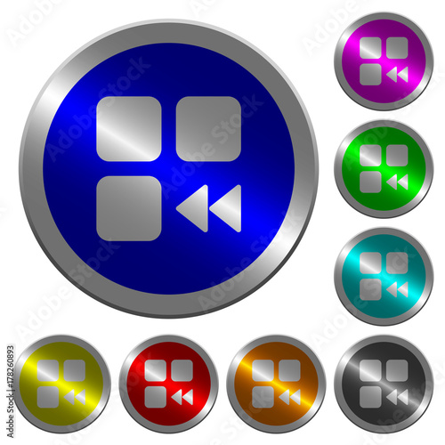 Component fast backward luminous coin-like round color buttons