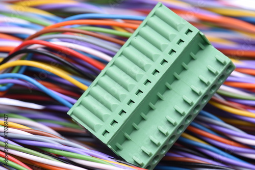 Foto Electric plug connector and colorful cables