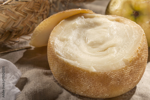 Photos Spanish traditional sheep cheese, cream cheese, torta de queso, Extremadura