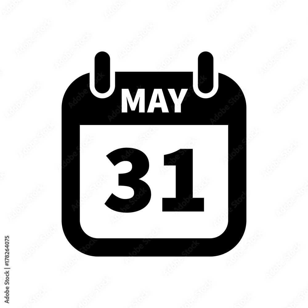 Simple black calendar icon with 31 may date isolated on white Simple black calendar icon with 31 may date isolated on white