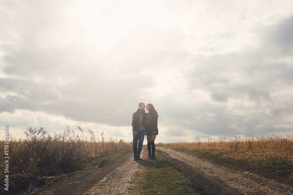 Young modern stylish couple outdoors Young modern stylish couple outdoors