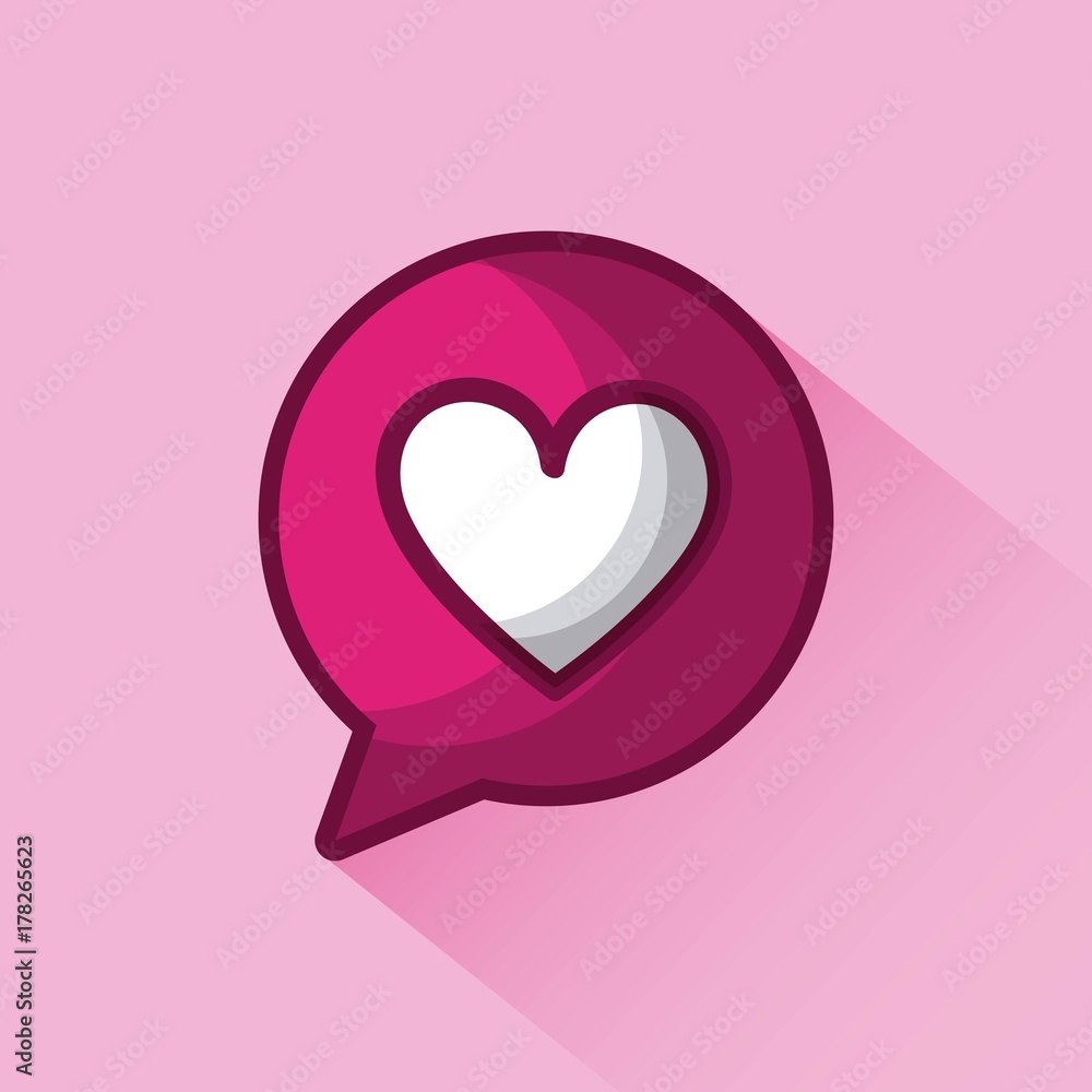 love heart bubble speech romantic icon shadow love heart bubble speech romantic icon shadow