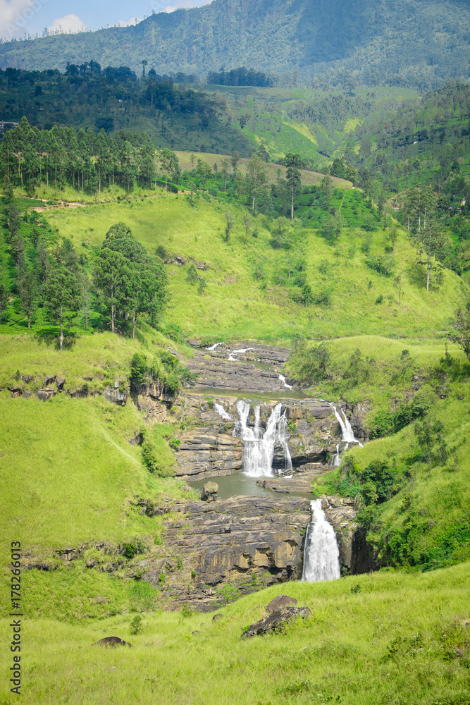 Waterfall in deep forest near Nuwara Eliya in Sri Lanka Waterfall in deep forest near Nuwara Eliya in Sri Lanka