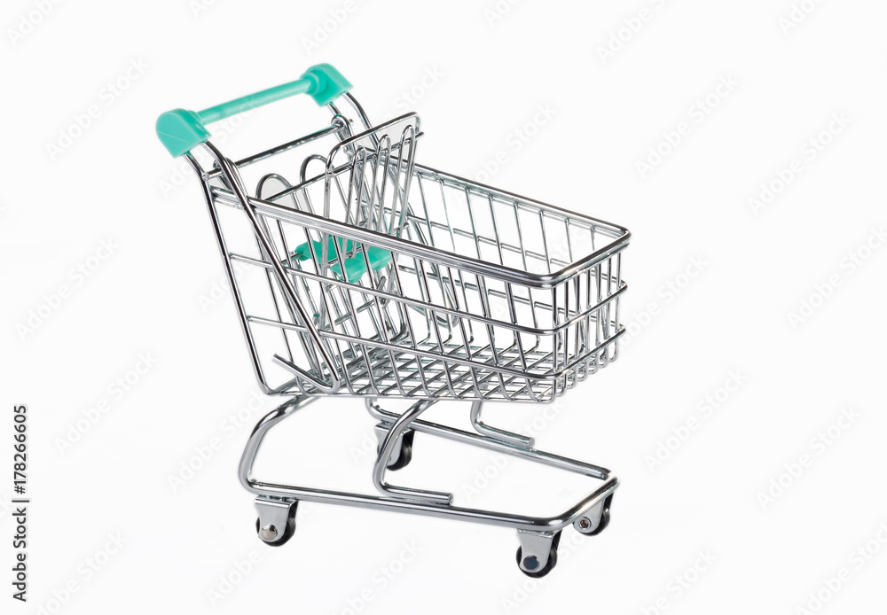 Empty Shopping Trolley on White Background