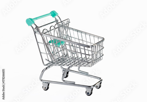 Empty Shopping Trolley on White Background
