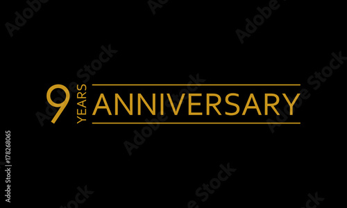 9 years anniversary icon. 9th birthday emblem. Anniversary design element. Vector illustration.