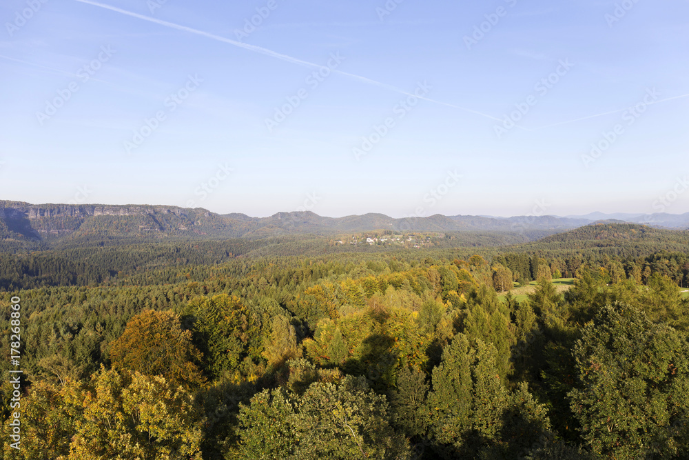 Autumn Landscape in the Czech Switzerland with Trees, Czech Republic