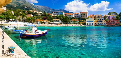 Colorful Greece series- traditional fishing village Assos in Kefalonia.